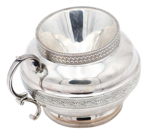 Embossed Silver Spittoon with Fixed Handle