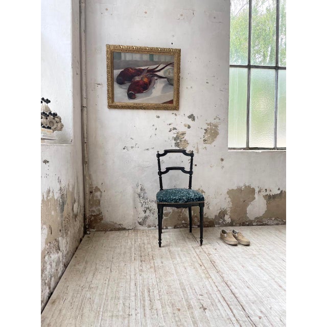 Napoleon III Chair in Blue Velvet, 1890s For Sale - Image 4 of 18