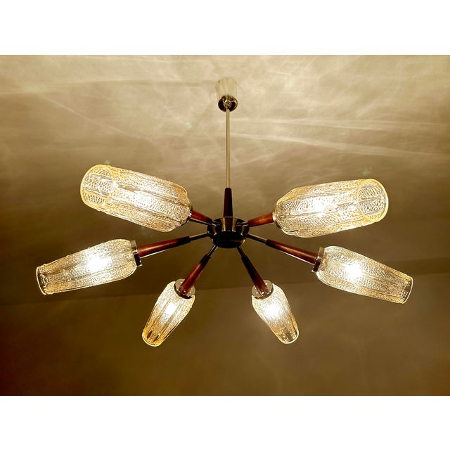 Brown Large Vintage Danish Style Pendant Light, 1960s For Sale - Image 8 of 18