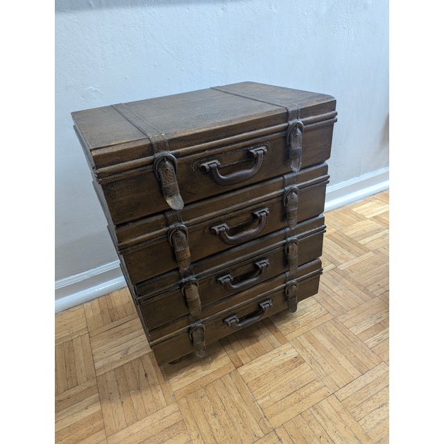 1950s Pair of Lexington Leather Stacked Suitcases Cabinets, Attributed For Sale - Image 11 of 11