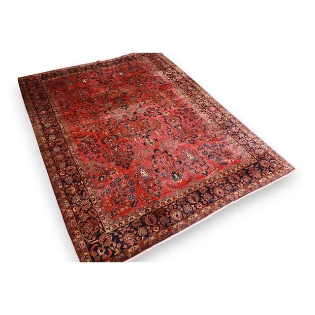 Antique rug Sarouk | Knot density: High | Pattern: Colorful leaf and floral motifs | Size: 366×268 cm | Material: High-...