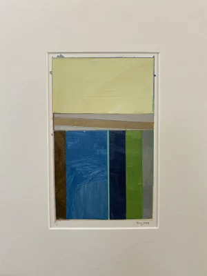 "Lakes Series" Contemporary Original Abstract Landscape Collage Painting on Paper by Bryan Young