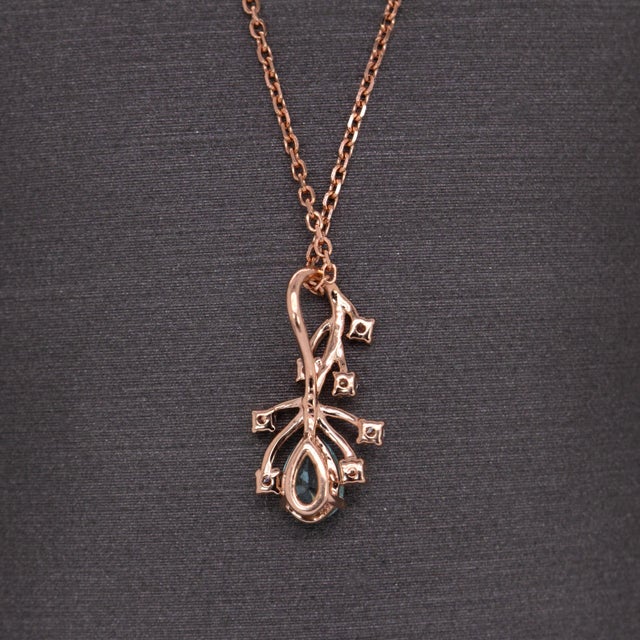 Afghan Tourmaline Pendant W Natural Diamond Accents in 14k Rose Gold | Pe 5x3mm For Sale In Columbus - Image 6 of 7