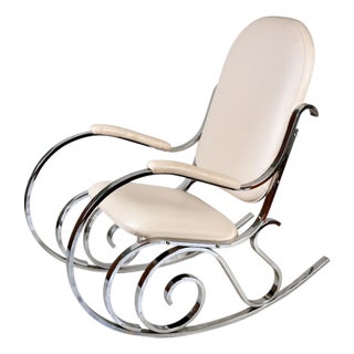 1970's Thonet Style Chrome Rocking Chair Attributed to Maison Jansen For Sale