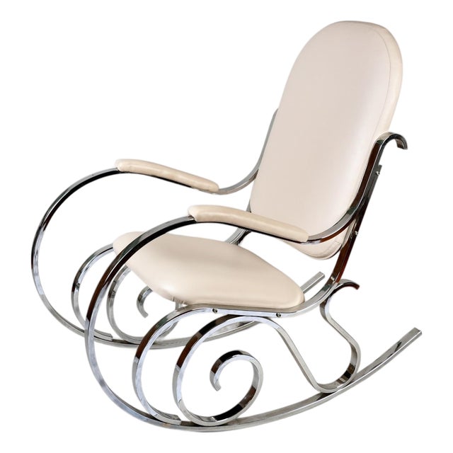 1970's Thonet Style Chrome Rocking Chair Attributed to Maison Jansen For Sale