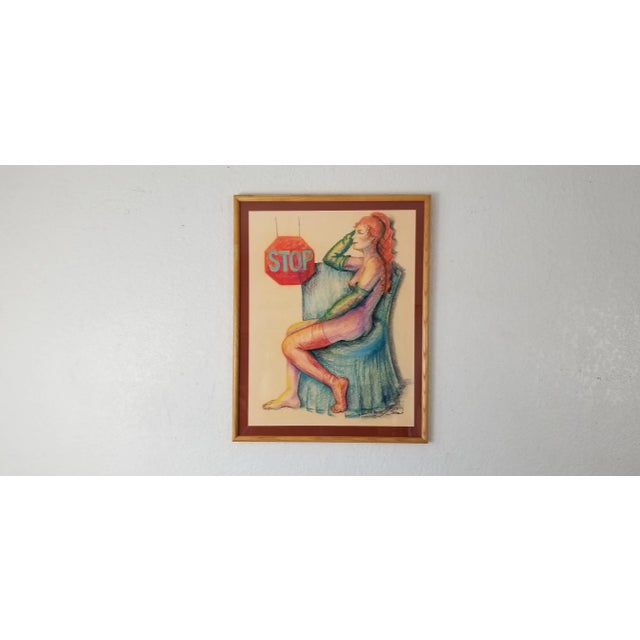 80s Lana L Bem Pastel Nude Woman Painting For Sale - Image 4 of 11