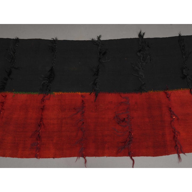 Textile 1970s Vintage Handmade Wool Cotton Red Green Runner Rug For Sale - Image 7 of 11