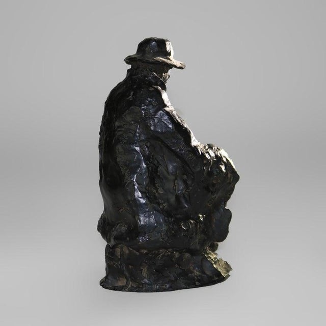 Bronze Sculpture “The Sittin’ Man” Signed Petronzio C1930 For Sale - Image 6 of 6