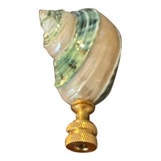 1970s Mother of Pearl Blue Turbo Sea Shell Lamp Finial For Sale