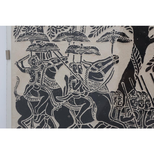 Cambodian Angkor Wat Temple, Asia, 1950s, Large Rubbing on Rice Paper For Sale - Image 6 of 11