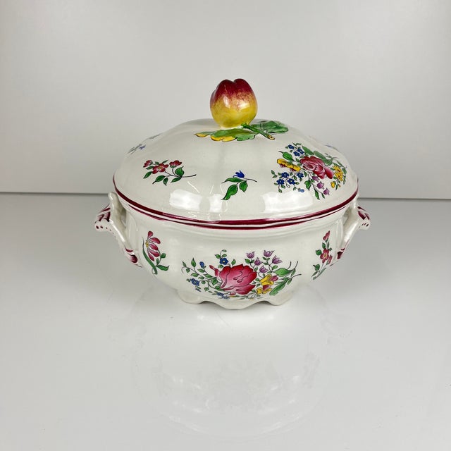 Ceramic Small Streetlight Model Tureen with Pink Pattern from KG Lunéville, 1980s For Sale - Image 7 of 10