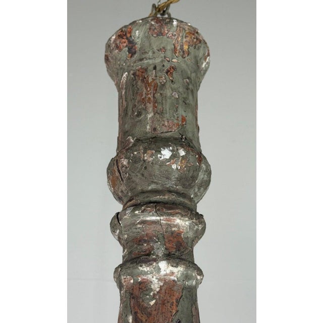 Antique European Painted Wood and Iron Six-Light Chandelier For Sale - Image 9 of 12
