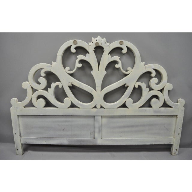 Vintage French Provincial Rococo Shabby Chic Carved Wood King Size