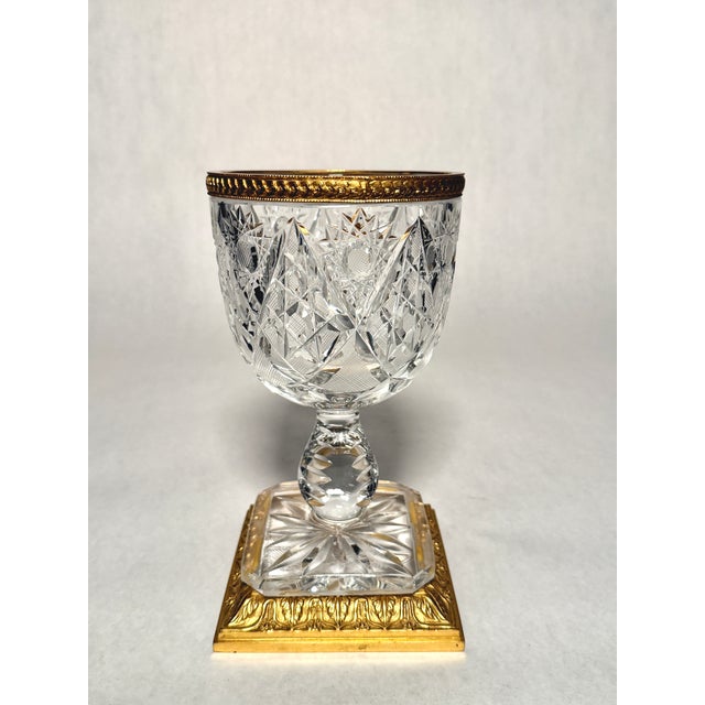 Transparent French Cut Crystal and Ormolu Compote For Sale - Image 8 of 9