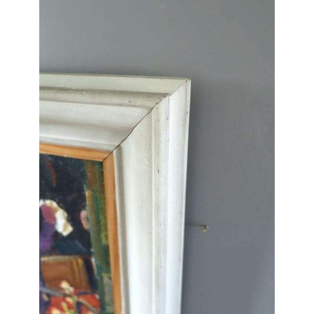 Textile Mid-Century Modern 'She Who Reaches' Vintage Original Swedish Expressive Interior Figurative Oil Painting, Framed For Sale - Image 7 of 8