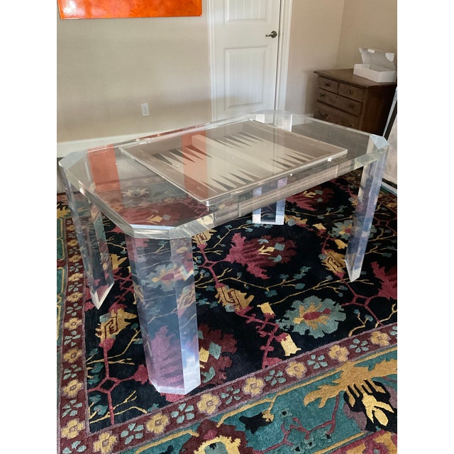Vintage 1970s Faceted Lucite Backgammon Game Table For Sale - Image 11 of 12