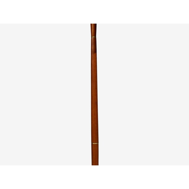 Swedish Modern, Adjustable Floor Lamp, Teak, Brass, Fabric, Sweden, 1970s For Sale - Image 9 of 12