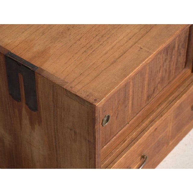 Antique Low Tansu Sliding Door Closet For Sale - Image 3 of 13