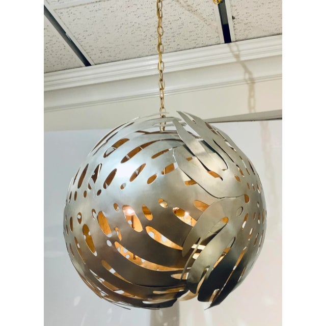 Currey and Co. Silver and Gold Finished Elder Orb Chandelier For Sale In Atlanta - Image 6 of 8