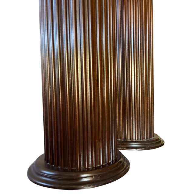 Bunny Williams Home Vintage Pair of Fluted Wooden Pedestals / Display Columns — Made in Usa, Circa 1992 For Sale - Image 4 of 8