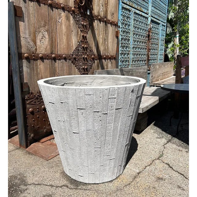2020s Outdoor White Wash Concrete Planter For Sale - Image 5 of 5