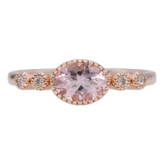 1.3Ct Aaa Cor De Rosa Morganite Ring With Earth-Mined Diamonds: Solid 14k Gold For Sale
