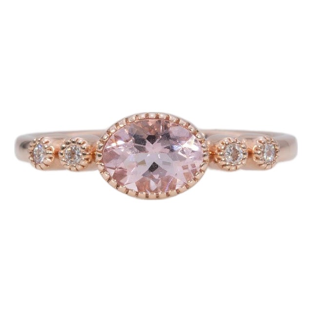 1.3Ct Aaa Cor De Rosa Morganite Ring With Earth-Mined Diamonds: Solid 14k Gold For Sale