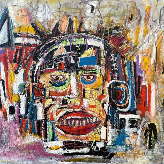 Beautiful appx 32”x50” abstract original oil on canvas expressionist cubist painting. Canvas is gallery stretched and...