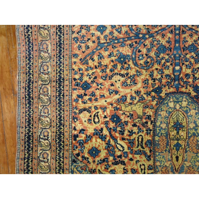 Blue 19th Century Pictorial Paradise Animal Hadji Jali Li Tabriz Rug - 4'6" x 6' For Sale - Image 8 of 14