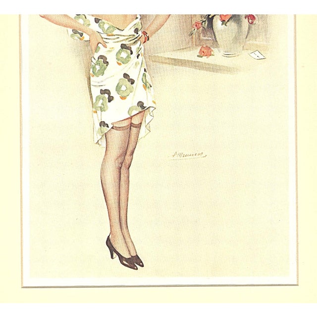 Contemporary 1930 French Art Deco Lithograph Nude by Suzanne Meunier, Matted For Sale - Image 3 of 4