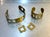 1960s-70s gladiator-style gold tone choker necklace, cuff bracelet and earrings. Both bracelet and choker are bendable for...