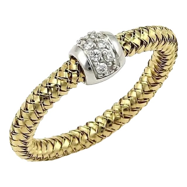 Roberto Coin Primavera Diamond 18k Yellow & White Gold Band Ring For Sale