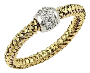 Roberto Coin Primavera Diamond 18k Yellow & White Gold Band Ring