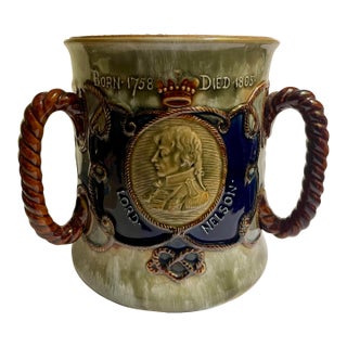 Early 20th Century Royal Doulton Lord Nelson Memorial Large Stoneware Loving Cup Centerpiece For Sale