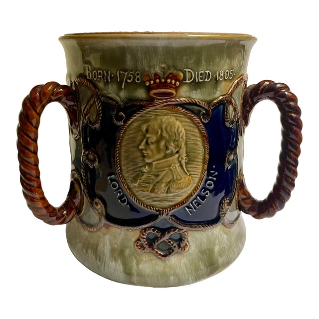 Early 20th Century Royal Doulton Lord Nelson Memorial Large Stoneware Loving Cup Centerpiece For Sale
