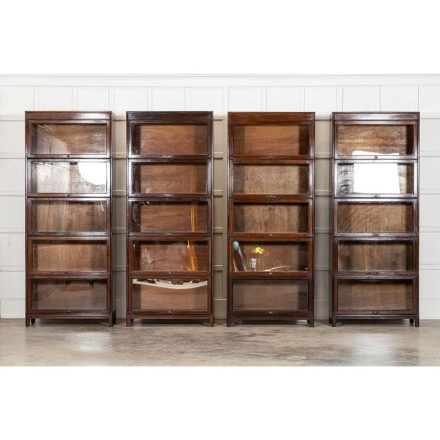 Large Antique Glazed Sectional Bookcase in Mahogany, 1900 For Sale - Image 3 of 17