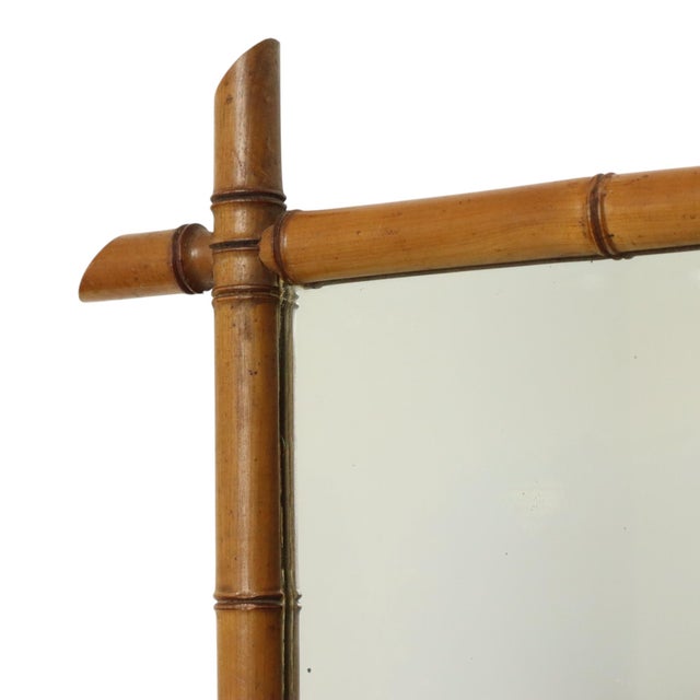 French Chinoiserie Faux Bamboo Mirror in Wood, 1920s For Sale - Image 3 of 18