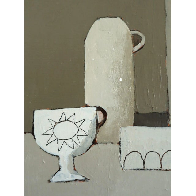 2025 Contemporary 'Sunny Cup' Minimalist Naive Style Still Life Acrylic Painting by British Artist Annemarie Derrick, Framed For Sale - Image 10 of 12