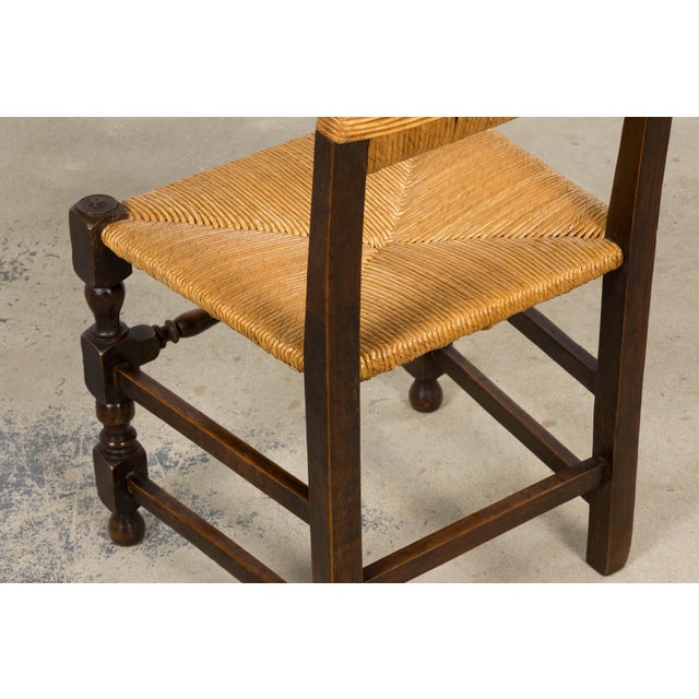 Antique French Provincial Oak Rush Seat Dining Chairs - Set of 6 For Sale - Image 17 of 18