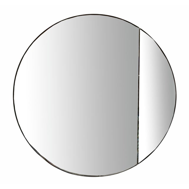 Modern Round Wall Mirror with Curved Side Panel, Italy, 1980s For Sale - Image 10 of 10