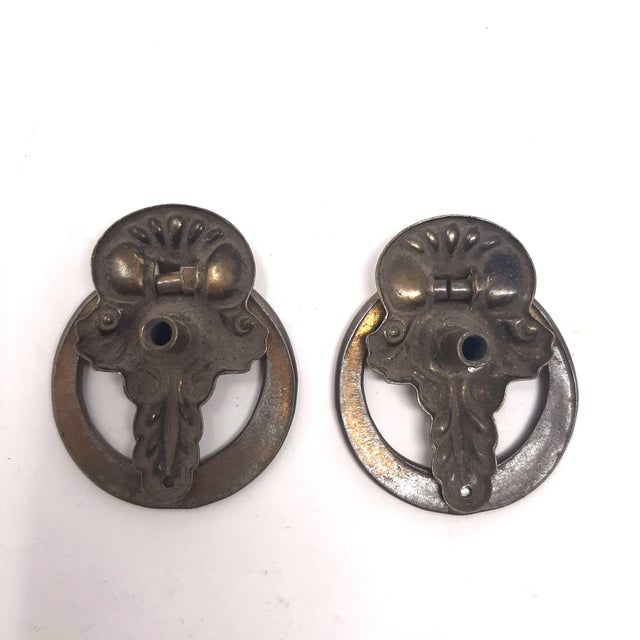 Late 19th Century Ring Key Shape Gold Metal Hardware Pulls a Pair For Sale - Image 6 of 7