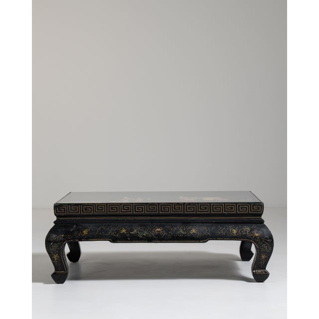 Chinoiserie Coffee Table with Glass Top, Antique, China, 20th Century For Sale - Image 11 of 13
