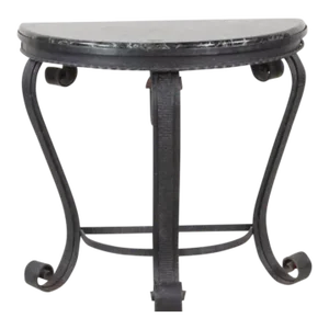 French Marble and Wrought Iron Twisted Rococo Style Console Table With a Swirled Black Marble Top