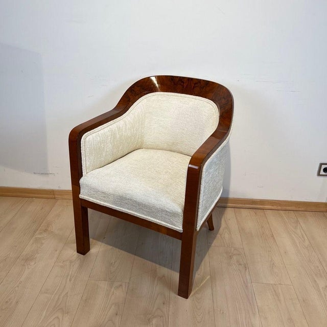 Biedermeier Bergege Chair in Walnut & Creme Velvet, Austria, 1840s For Sale - Image 6 of 18