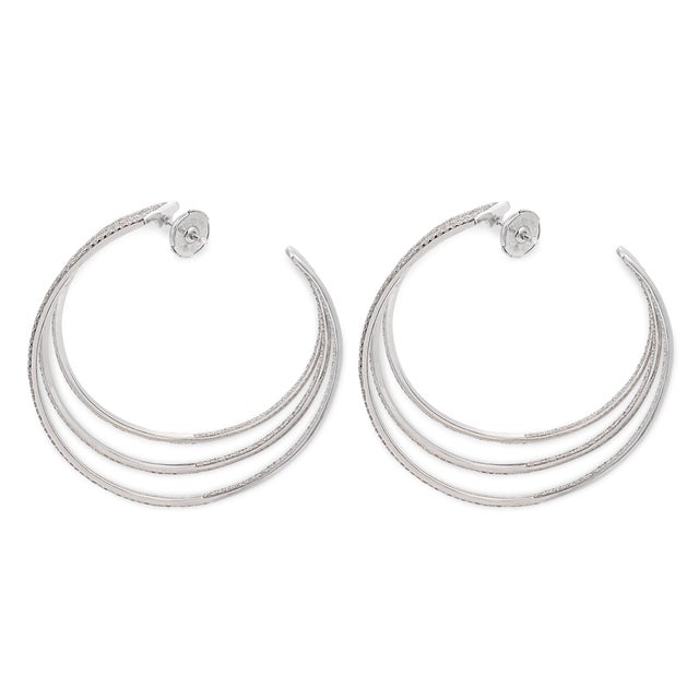Messika Diamond 18k White Gold Gatsby Hoop Earrings, A Pair For Sale - Image 4 of 7