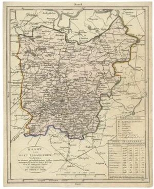 Antique Map of East Flanders, 1840