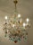 Vintage Florentine 6-Light Chandelier in Gilded Iron with Crystals and Murano Glass Pendants, 1950s For Sale - Image 11 of 14