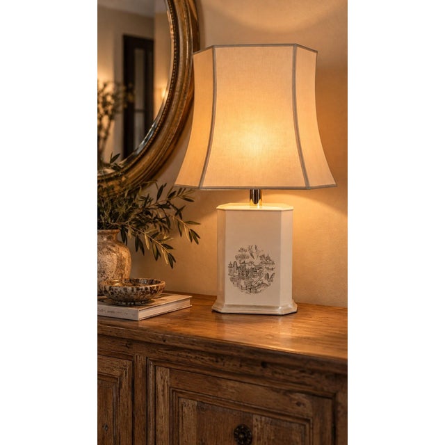 Large Lamp with Japanese Palace Scene, 1970s For Sale - Image 3 of 10