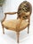 French Provincial Carved Round Tiger Upholstery Back Camel Mohair Seat French Arm Chair MINT For Sale - Image 3 of 12