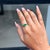 English 1.43ct Mixed-Cut Emerald & Diamond Three-Stone Ring Size 6.5 in 14k Yellow Gold For Sale - Image 3 of 16